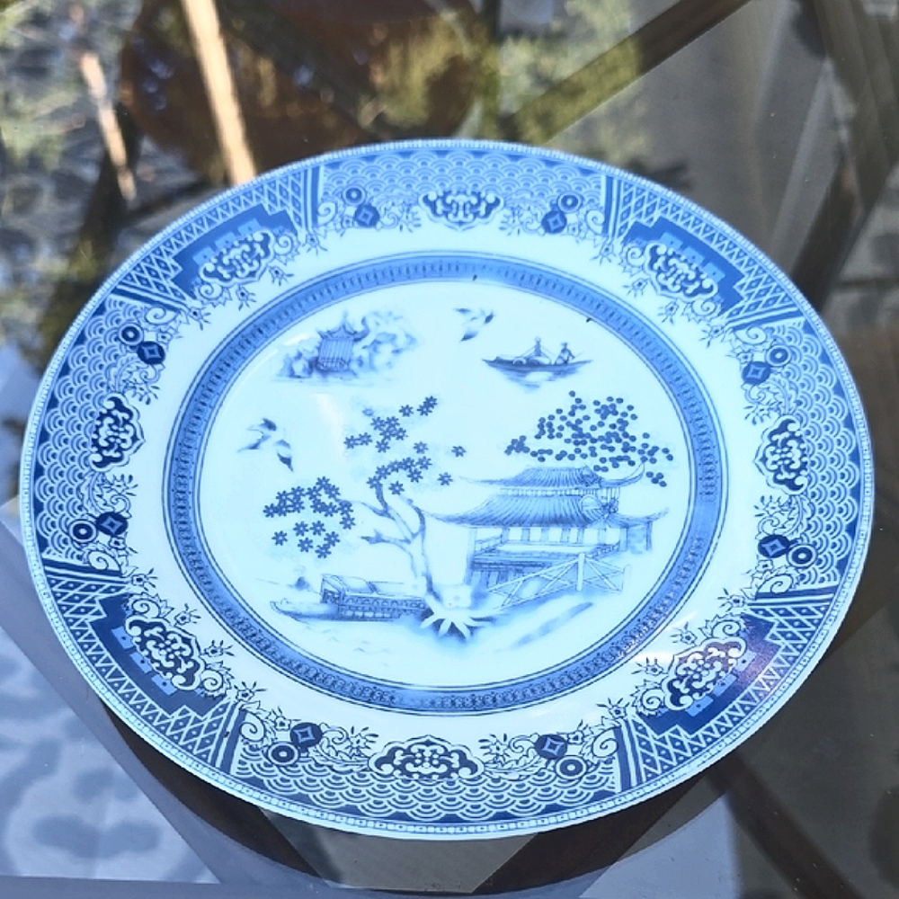 Emerald Blue and White Salad or Decorative Plate